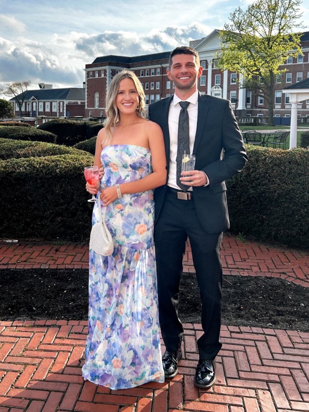 Zoey Reva Floral Purple & Blue Pastel Strapless Maxi Dress